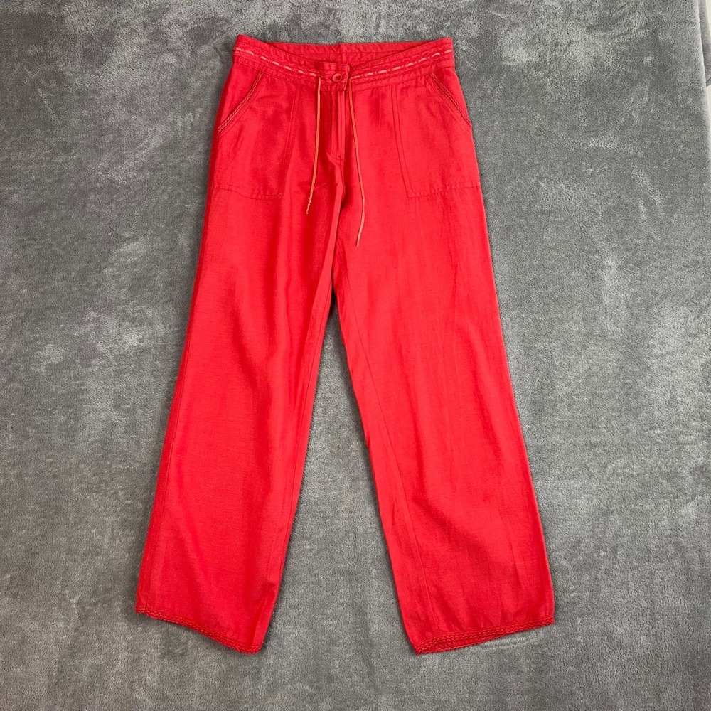 Boho Casual‎ Wide Leg Resort Trousers Womens 32 (european) Linen Blend Lace Trim